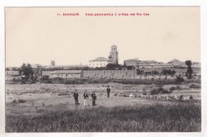 Postales: POSTAL. 11. SAHAGÚN. VISTA PANORÁMICA A ORILLAS DEL RÍO CEA. LEÓN